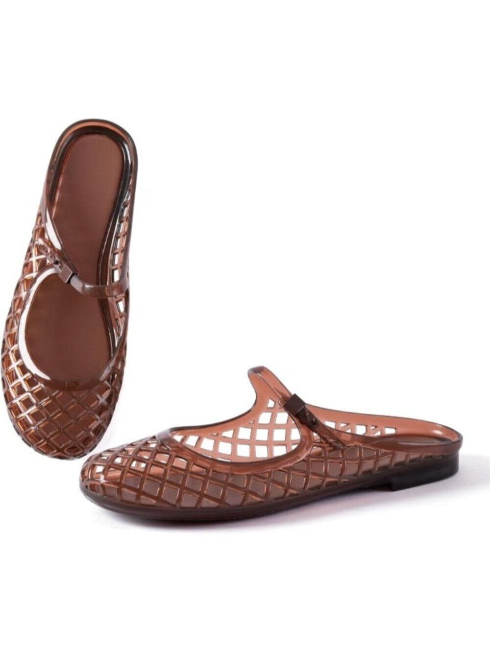 Women's Cocoa Mary Jane Jelly Mule Flat Adjustable Buckle Strap Sandals